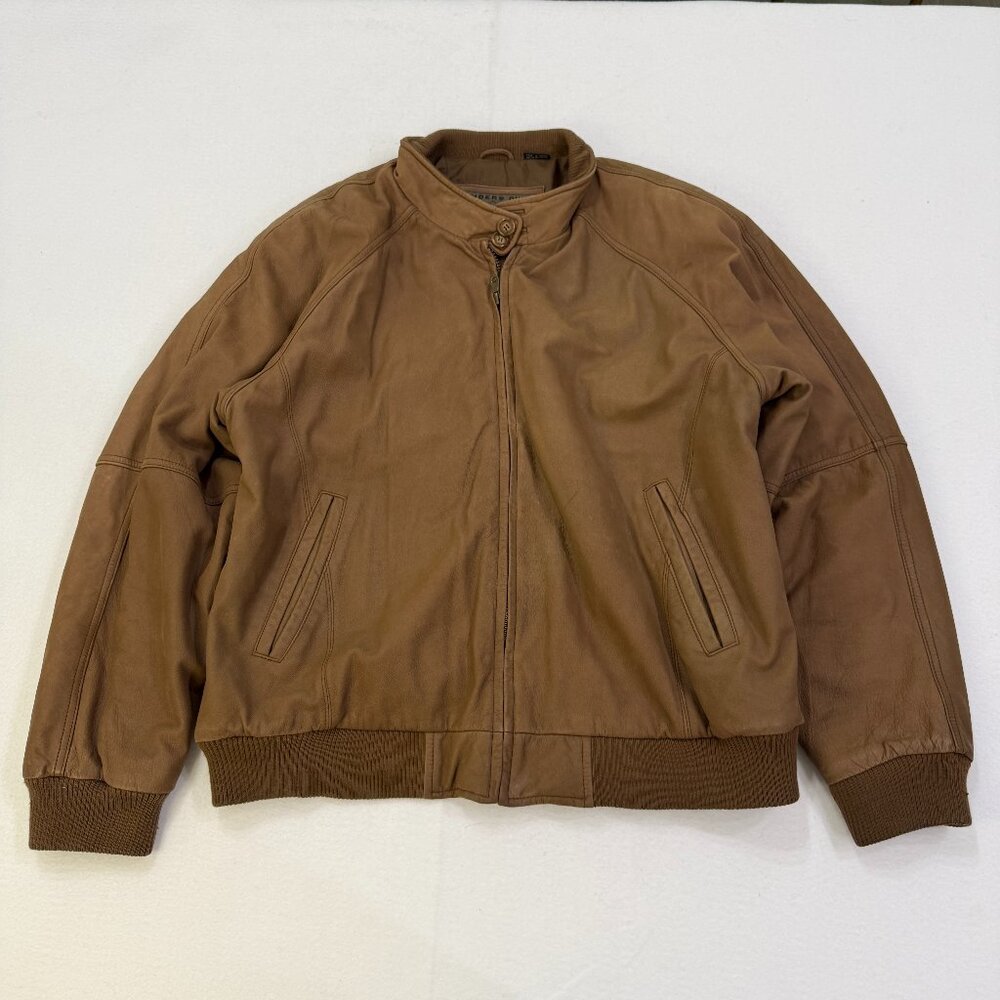 Vintage Members Only Mens Genuine Cowhide Leather Jacket XL Brown Bomber Classic